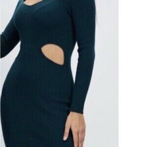 NWT Abercrombie Cutout Long Sleeve Bodycon Dress - Dark Teal